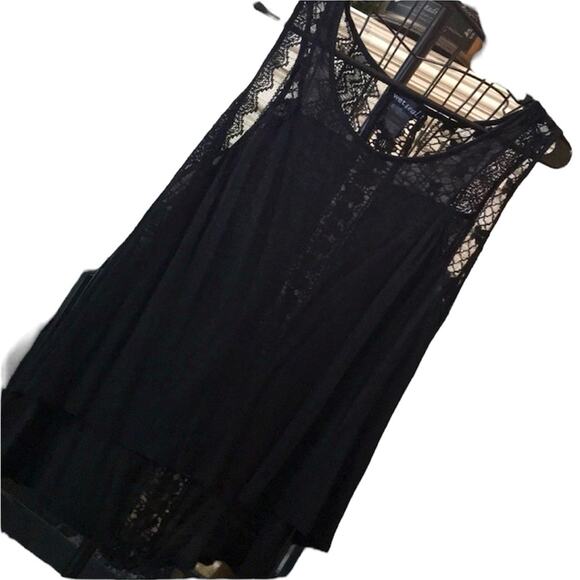 EUC Wet seal Sz L black knit lace tank top Lagen Look Boho - Picture 1 of 4